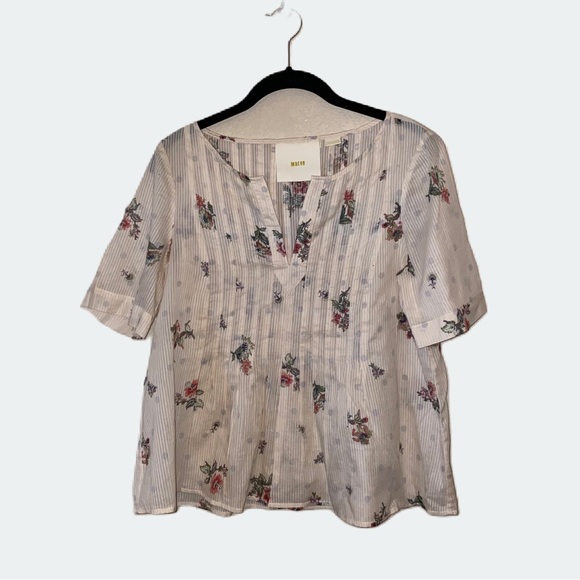 Anthropologie Maeve  Orchid Island Pleated Top - Picture 3 of 5